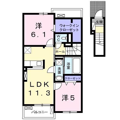 ヒラソール(2LDK/2階)の間取り写真