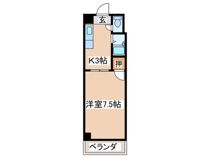 グラントピア北堀江(1K/3階)の間取り写真
