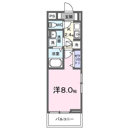 セリシール(1K/1階)の間取り写真