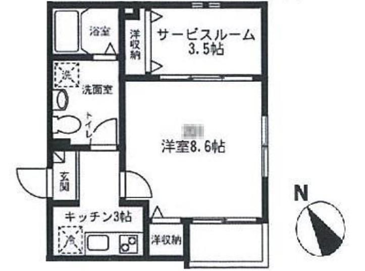 RESIDENZA AL PICCO(1K/2階)の間取り写真