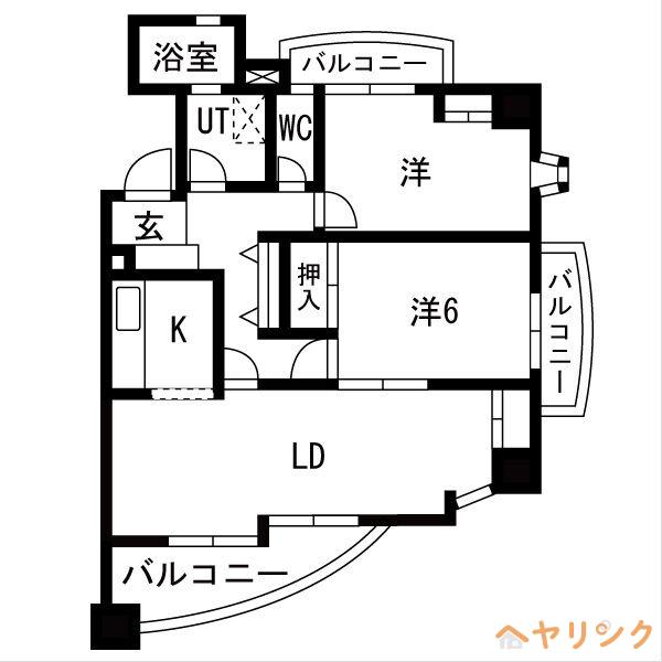 ウーリィパレス上社(2LDK/5階)の間取り写真
