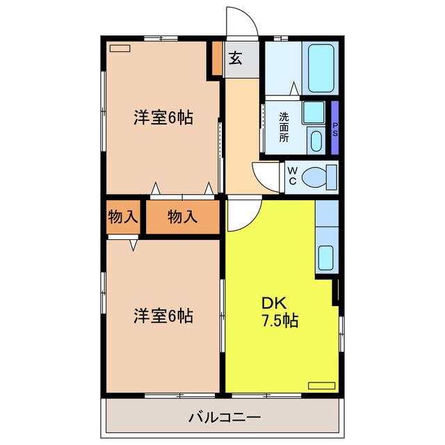 コンフォルテ(2DK/1階)の間取り写真