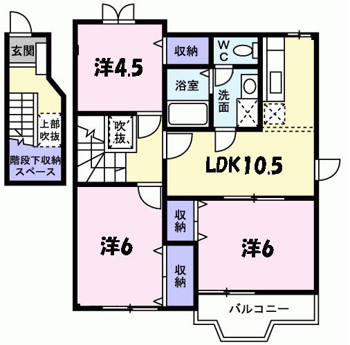 フォレスト六甲A棟(3LDK/2階)の間取り写真
