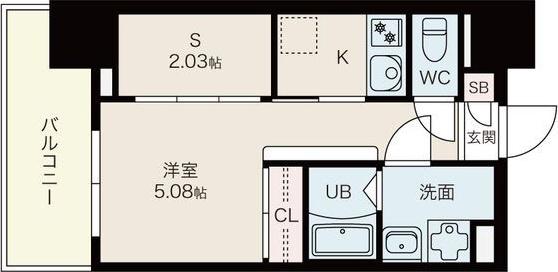 エステシア上前津(1SK/7階)の間取り写真