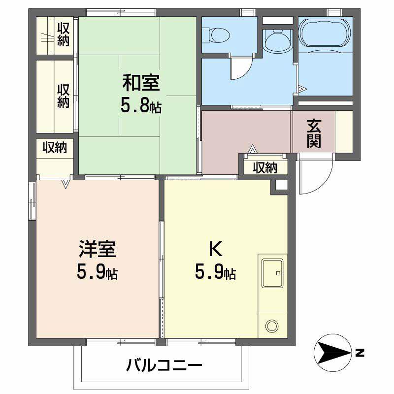 シャーメゾン愛宕山 B棟(2K/1階)の間取り写真