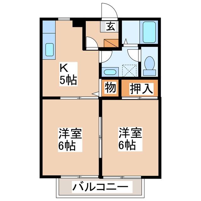 サンビレッジ横町B(2K/1階)の間取り写真
