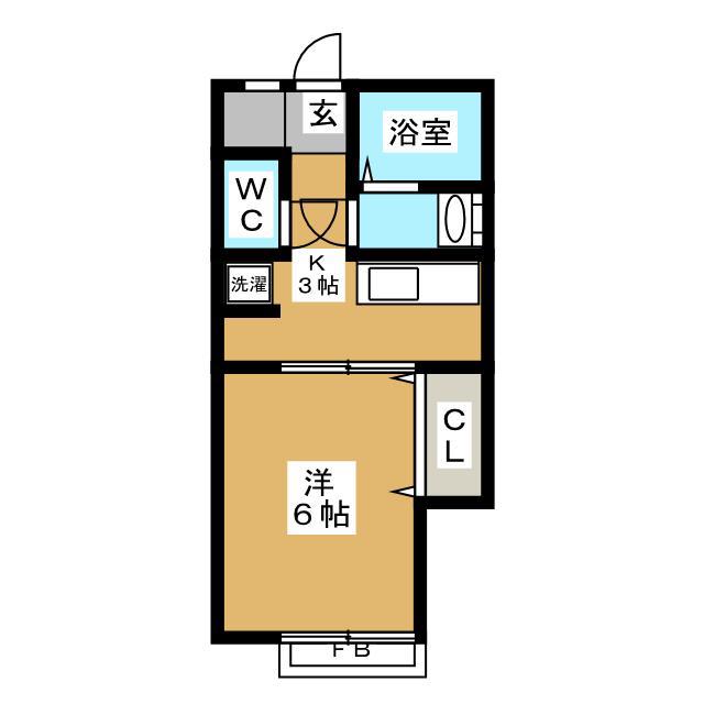 なかね荘(1K/2階)の間取り写真