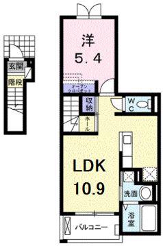 デュール・リアンII(1LDK/2階)の間取り写真