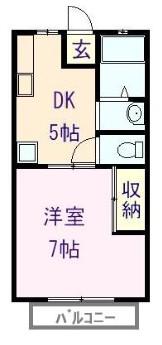 サンシティ藤(1DK/2階)の間取り写真