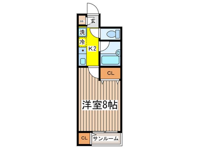 フィルヴィレッヂ(1K/1階)の間取り写真