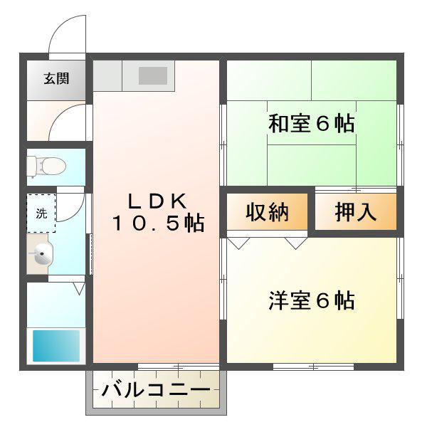 エバーグリーン久居 B棟(2LDK/1階)の間取り写真