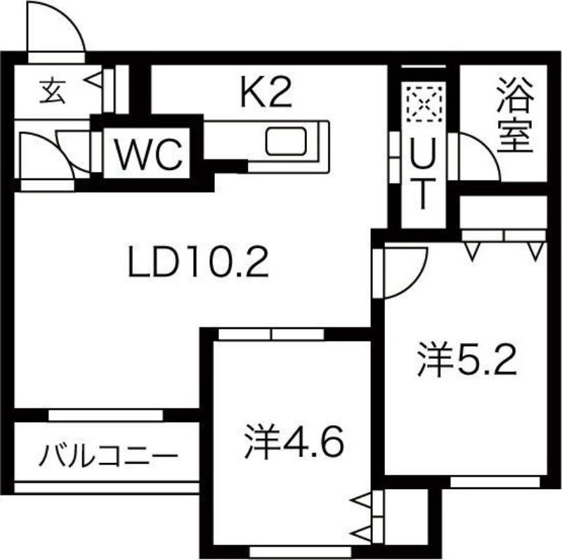 ブランシャール栄町FOREST(2LDK/3階)の間取り写真