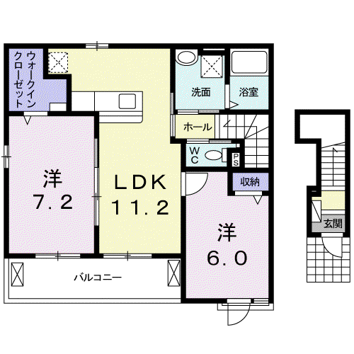リバーサイド・サクラ (2LDK/2階)の間取り写真
