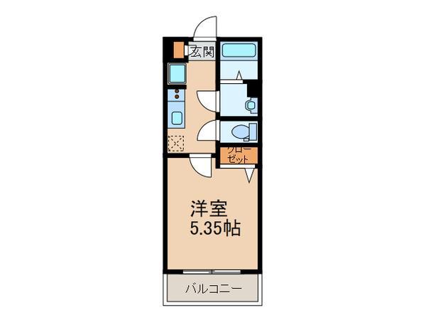 サンセールシエル(1K/2階)の間取り写真