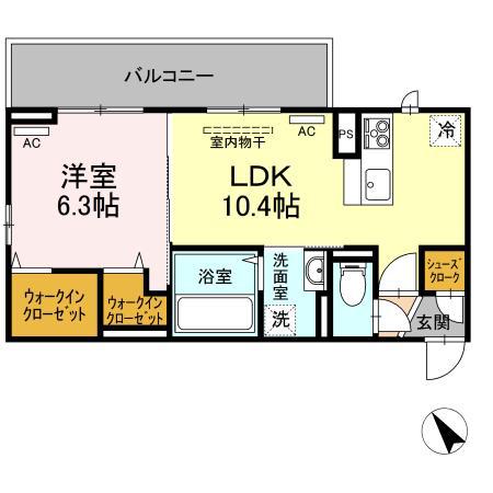 シャルマン上吉野(1LDK/1階)の間取り写真