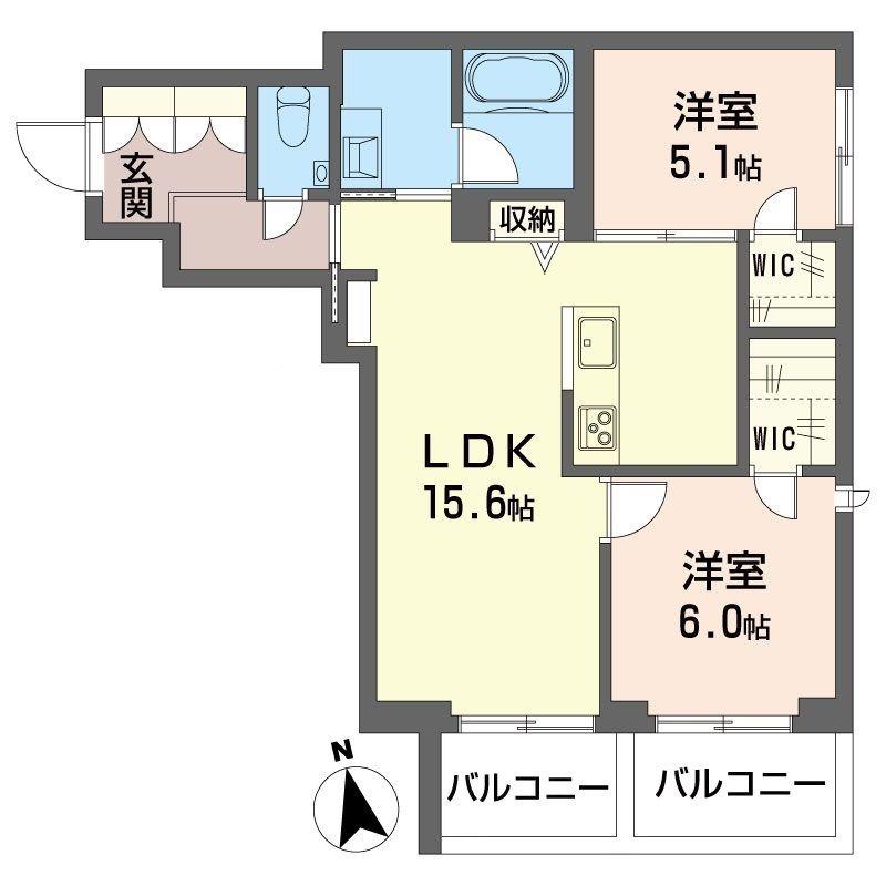 シャーメゾン北砂(2LDK/2階)の間取り写真