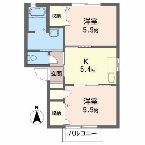 クレール松陵(2K/2階)の間取り写真
