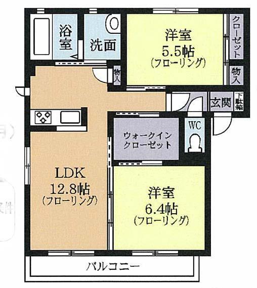 サンボナールB(2LDK/1階)の間取り写真