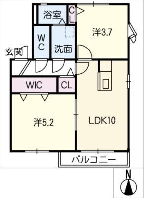 サニーハウスA(2LDK/1階)の間取り写真