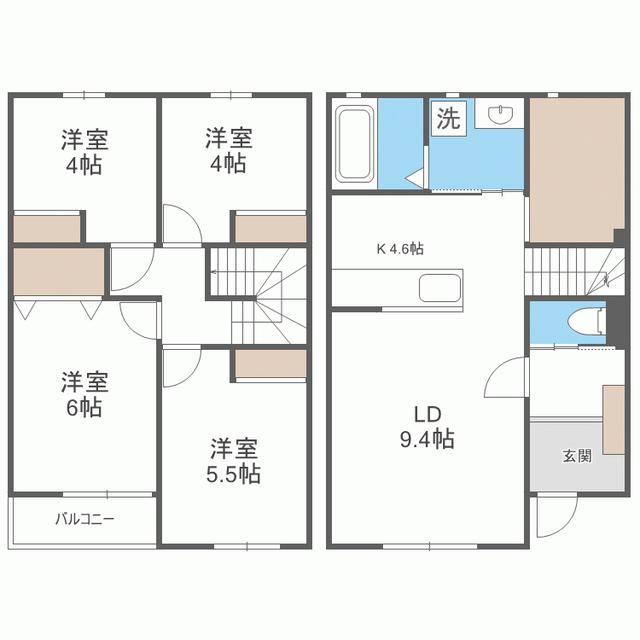 GARDEN VILLAGE 前原北 A(4LDK/1階)の間取り写真