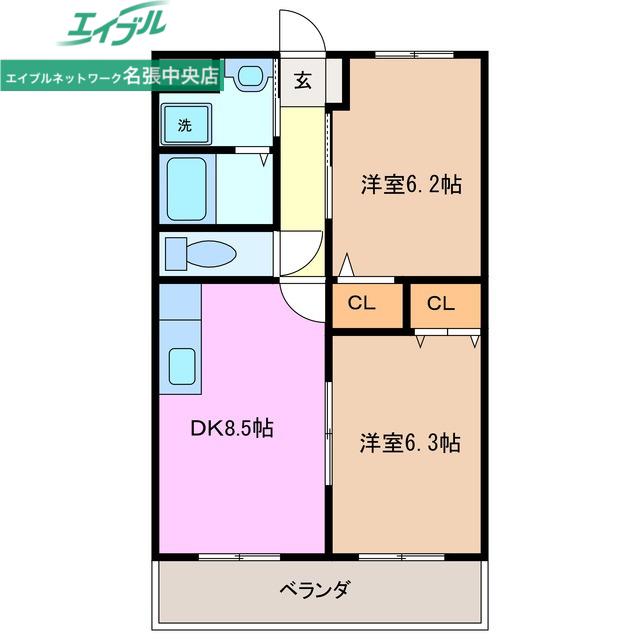 フラット立石C(2DK/1階)の間取り写真