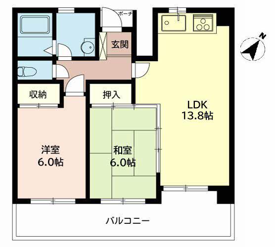 フレンドM東山(2LDK/1階)の間取り写真