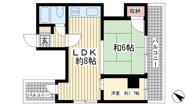 タウンハイツ板宿(1LDK/7階)の間取り写真