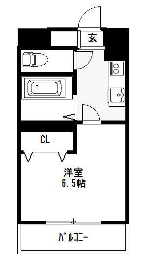 シャイン東山(1K/6階)の間取り写真
