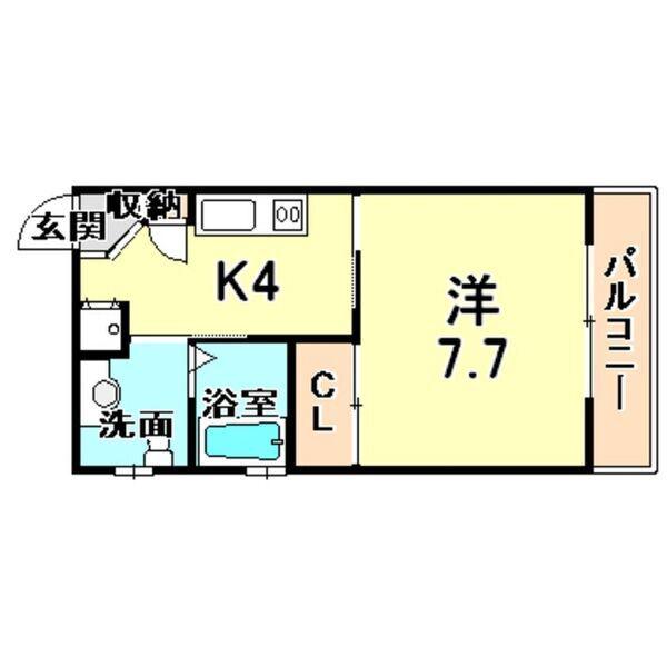 シティフラット三宮東(1K/6階)の間取り写真