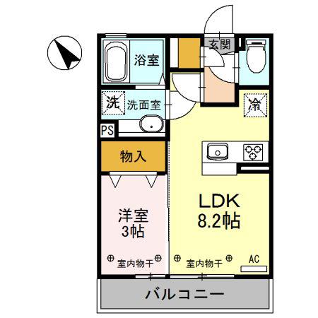 ウル・シャンティ C(1LDK/2階)の間取り写真