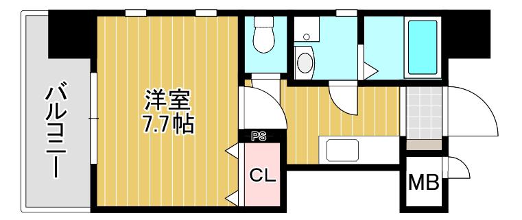 アースコートYSシティ片野新町(1K/13階)の間取り写真