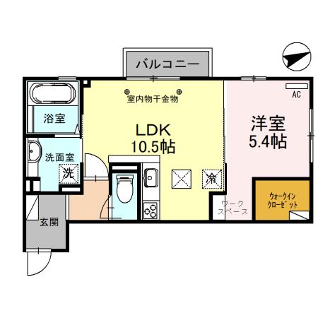 ユースフル高尾台(1LDK/1階)の間取り写真