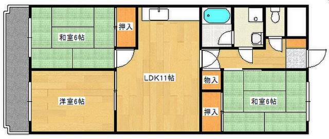 カネオハイツ(3LDK/1階)の間取り写真