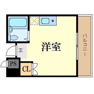 茨木ロイヤル(ワンルーム/5階)の間取り写真