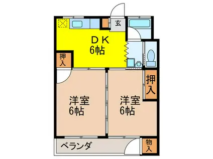 第3横溝コーポ(2DK/2階)の間取り写真