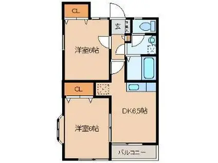 トゥインクルコート南小泉III番館(2DK/2階)の間取り写真