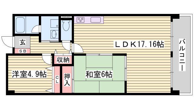 テルツォ南新在家(2LDK/5階)の間取り写真