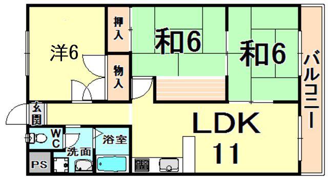 グランドメゾン昆陽(3LDK/3階)の間取り写真