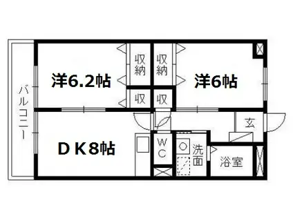 マンションはなき3(2DK/3階)の間取り写真