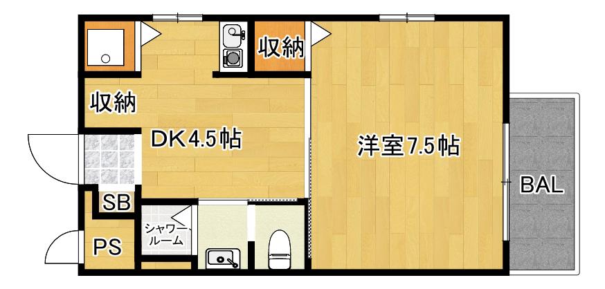メゾン国松(1DK/2階)の間取り写真