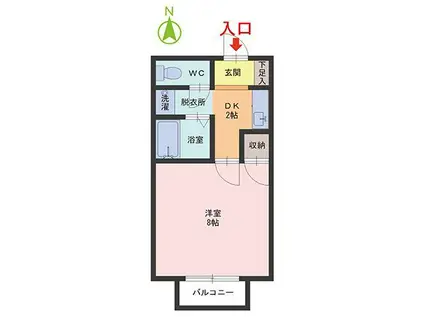 アネックス3&3(1DK/1階)の間取り写真