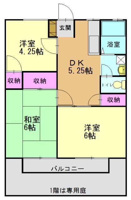 サンシティ松陽(3DK/2階)の間取り写真