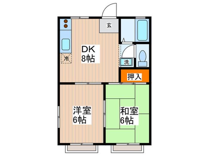 ペルニーノ1(2DK/2階)の間取り写真