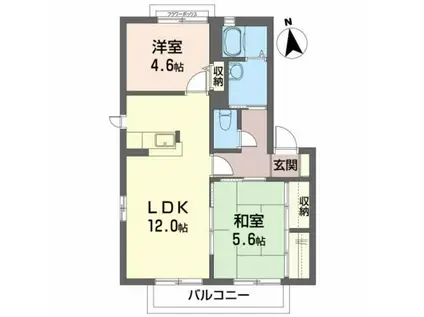 グランディ・ミュウB(2LDK/2階)の間取り写真