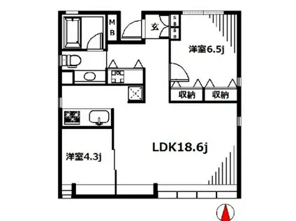 デンフラット南平台(2LDK/3階)の間取り写真
