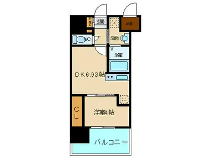 アルティザ仙台花京院(1DK/4階)の間取り写真