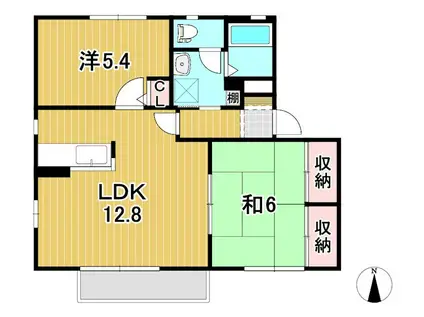 ガーデンヒルズE(2LDK/2階)の間取り写真