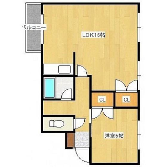 コートハウス的場(1LDK/5階)の間取り写真