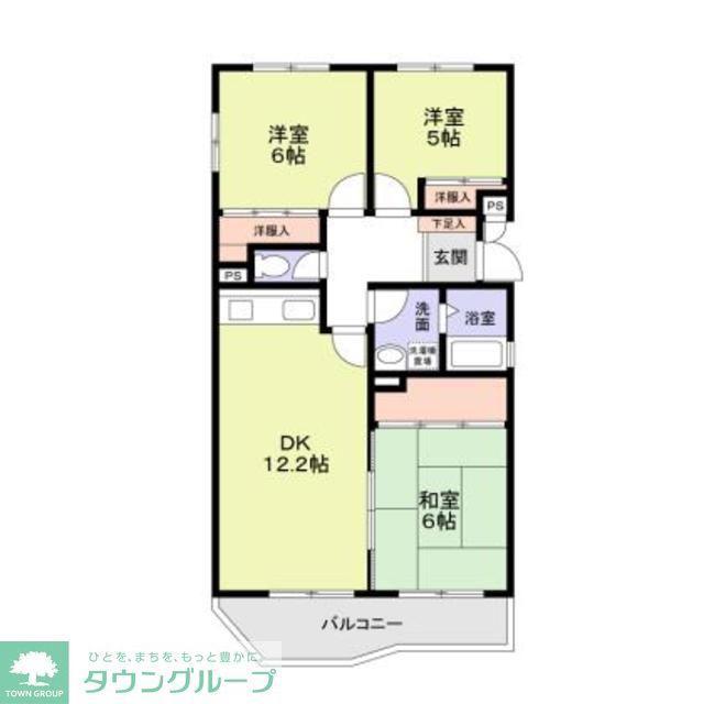 百合ヶ丘社宅(3LDK/1階)の間取り写真