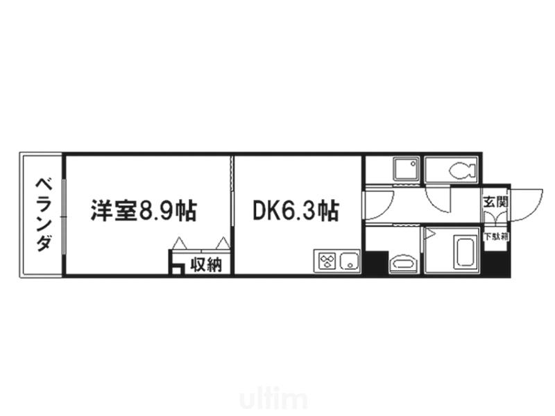 VAIL京都御苑(1DK/5階)の間取り写真